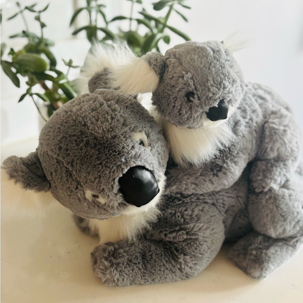 Adorable Mama & Baby Gray Koala Plushie